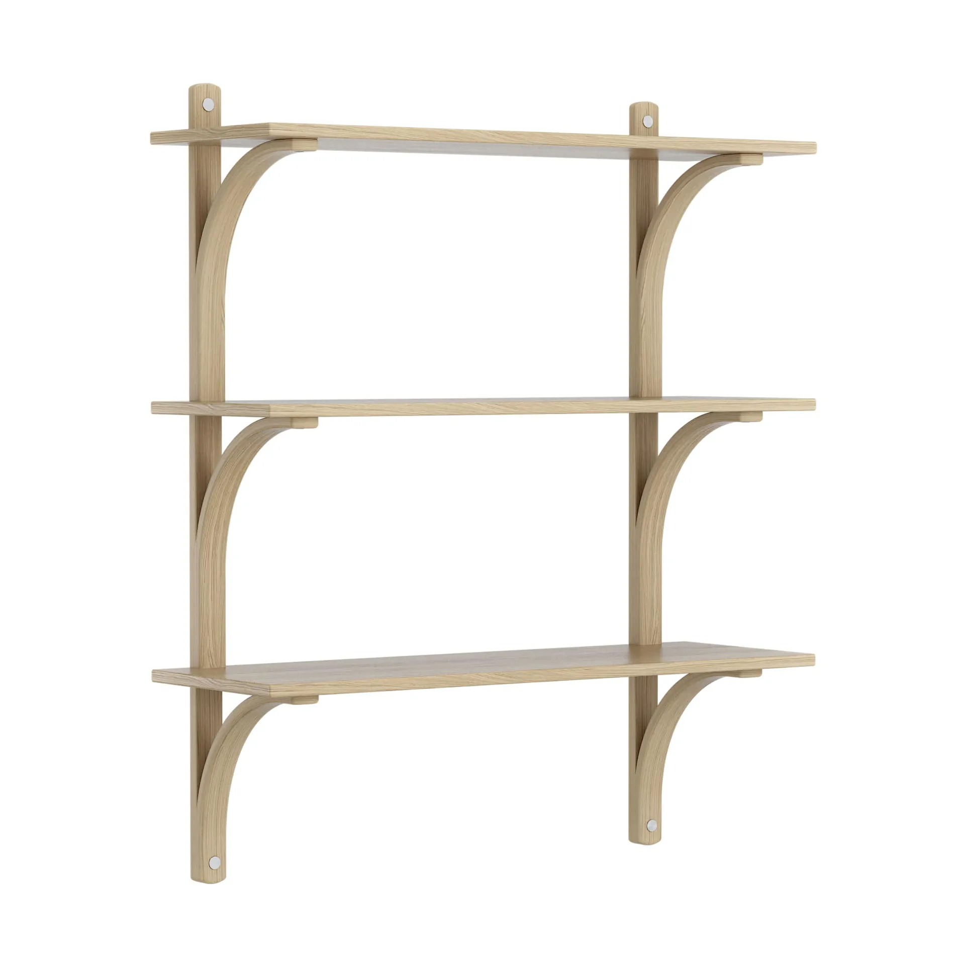 Levi shelf 3 shelves, Clear lacquered oak-aluminium, 90 cm Swedese