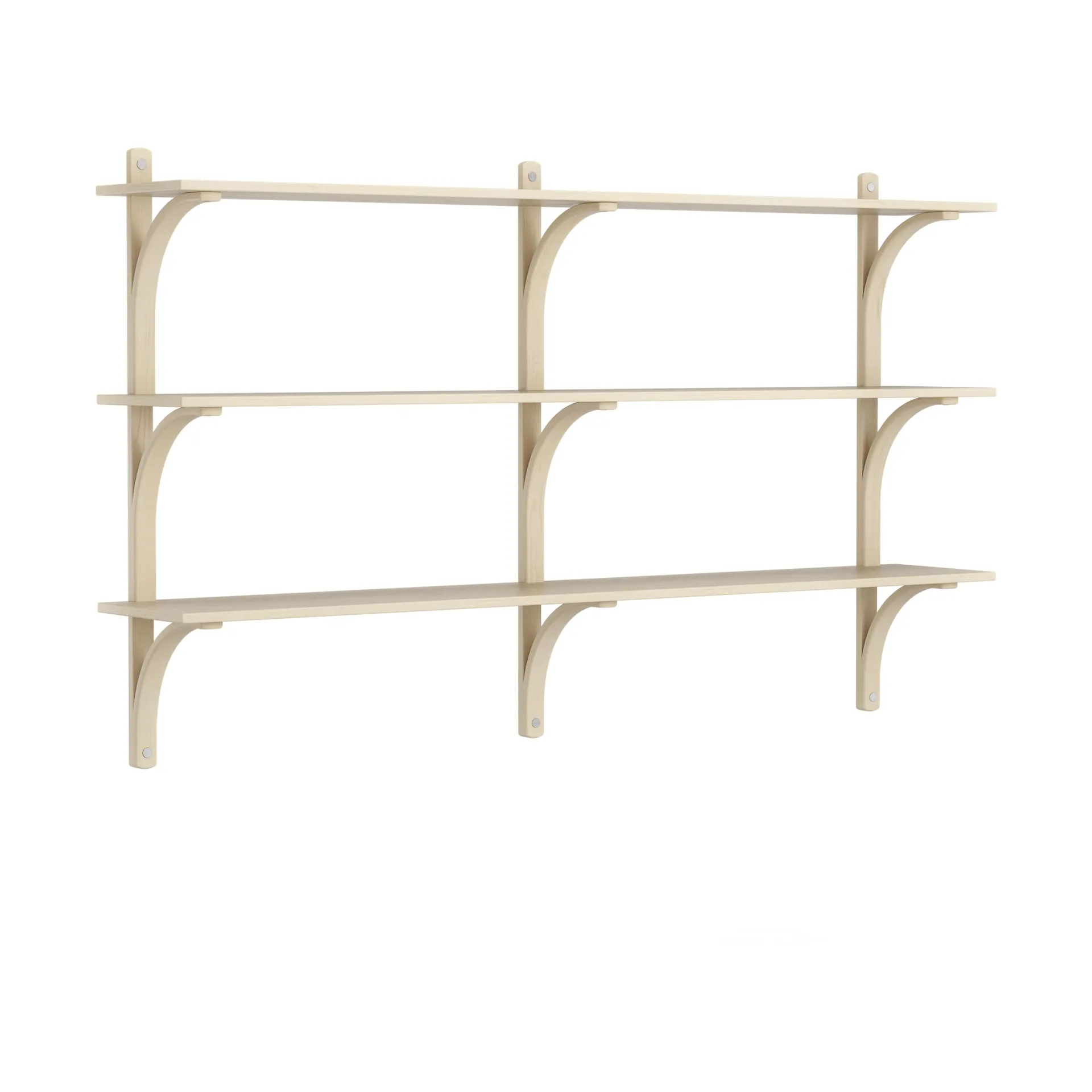 Levi shelf 3 shelves, Natural lacquered ash-aluminium, 180 cm Swedese