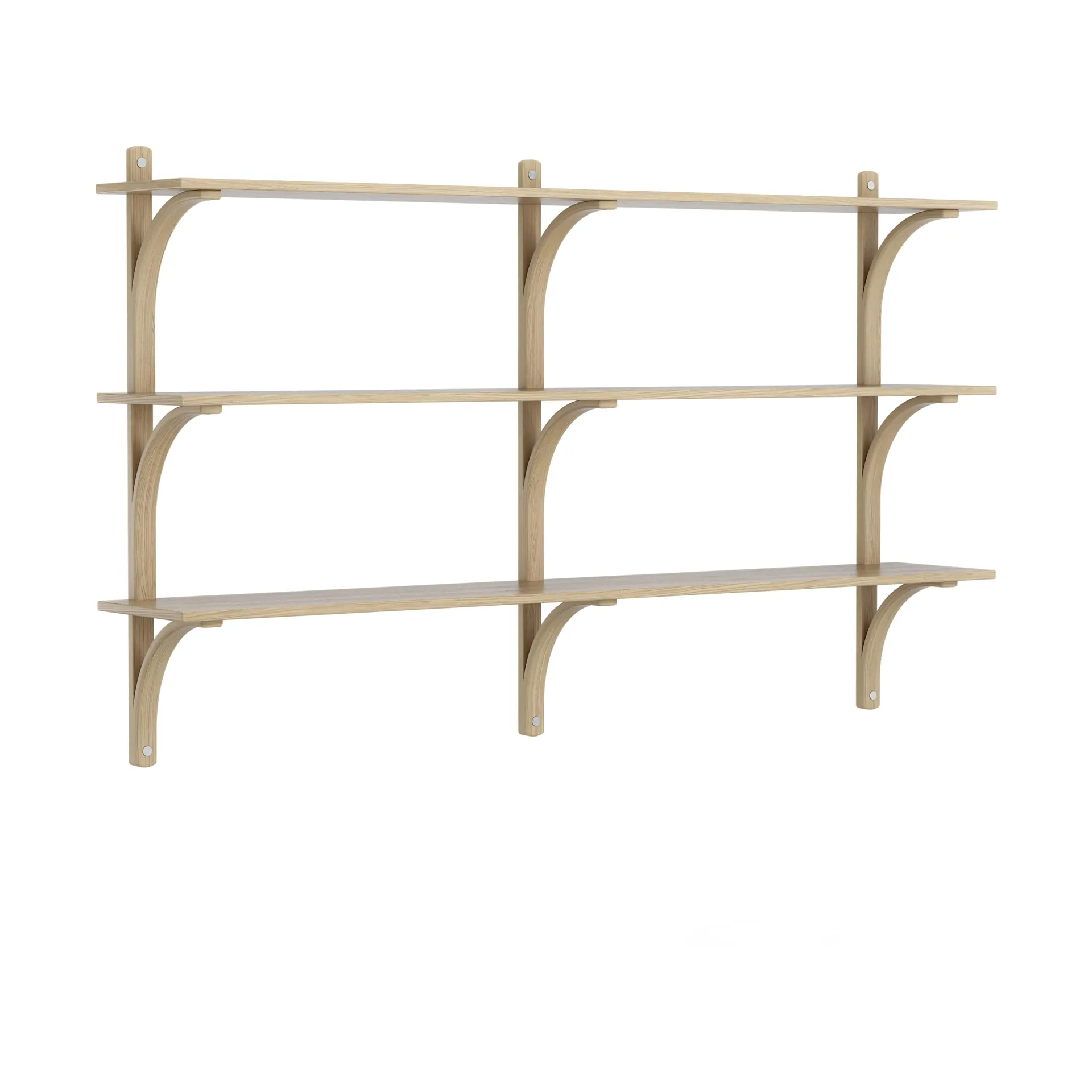 Levi shelf 3 shelves, Natural lacquered oak-aluminium, 180 cm Swedese