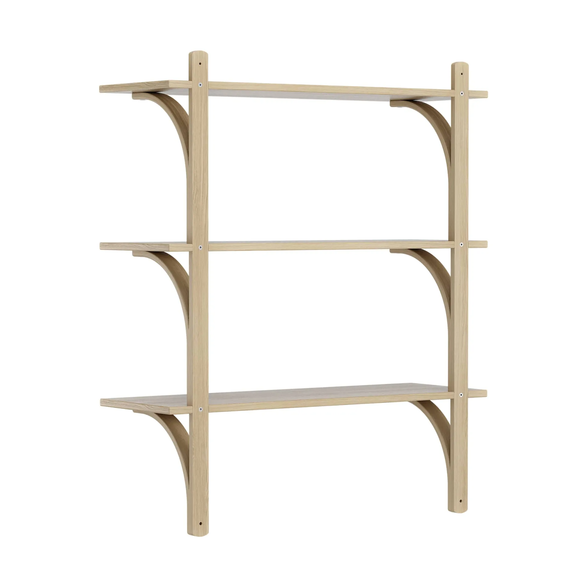 Levi shelf 3 shelves, Natural lacquered oak-brass, 90 cm Swedese
