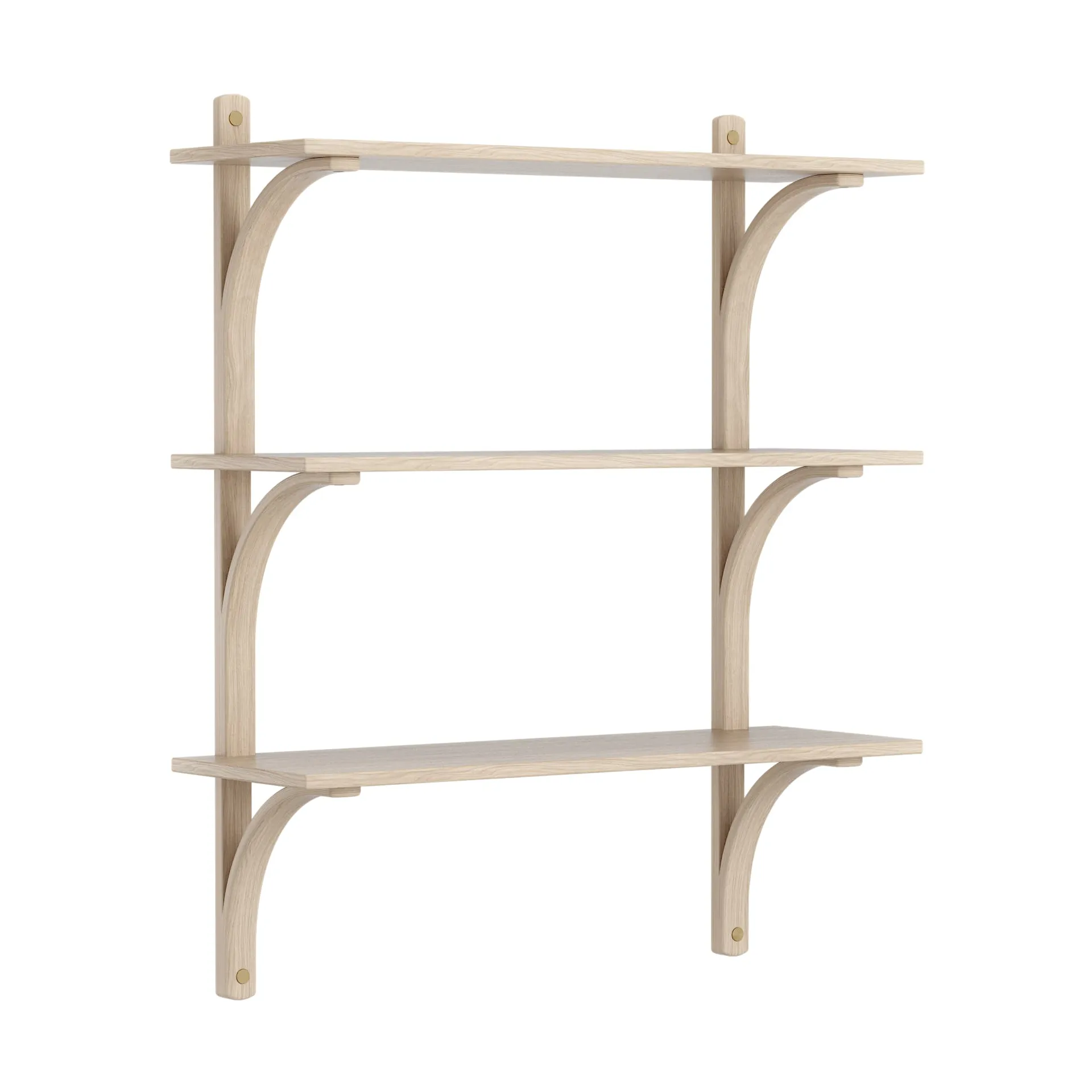 Levi shelf 3 shelves, White-pigmented oak-brass, 90 cm Swedese
