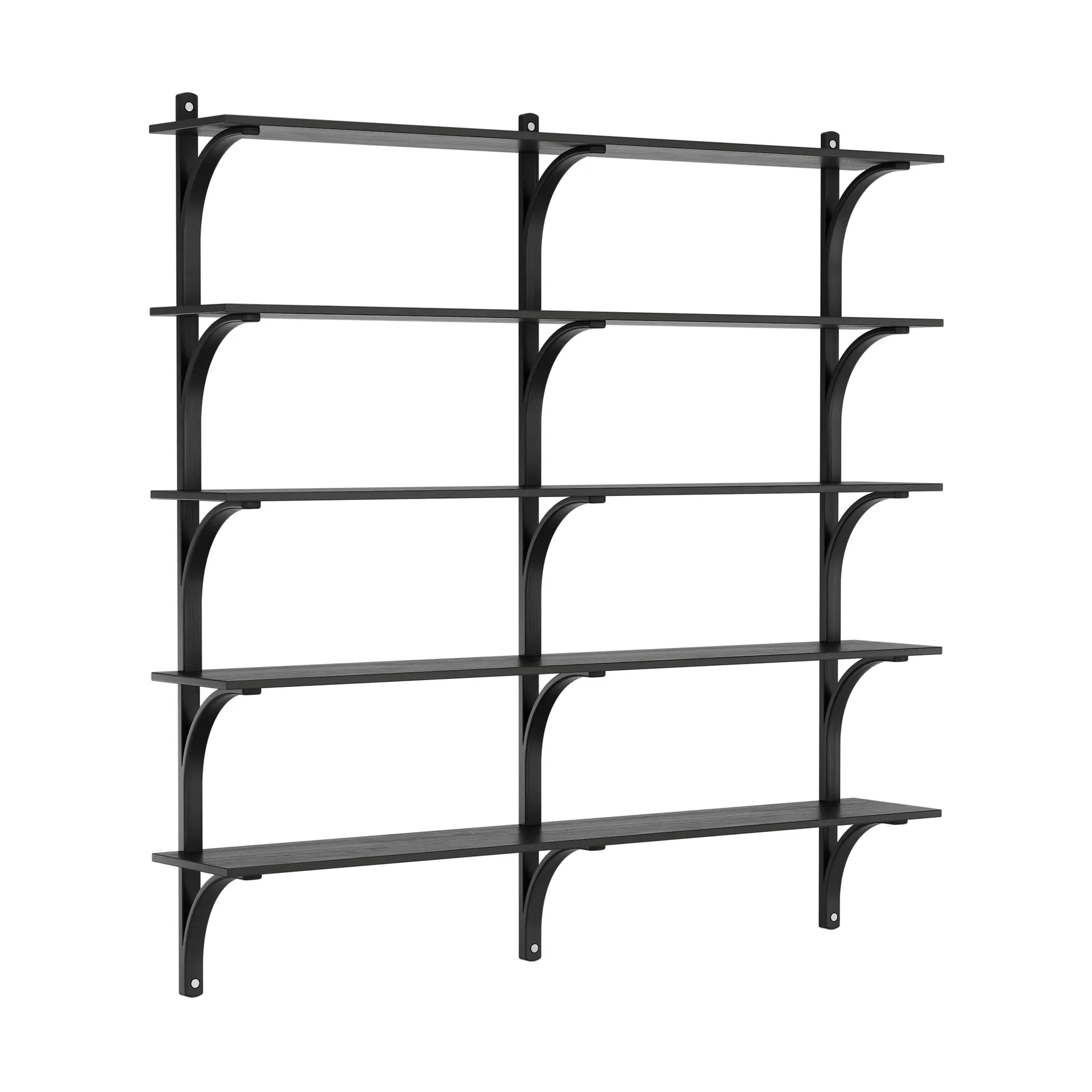 Levi shelf 5 shelves, Black-stained ash-aluminum, 180 cm Swedese