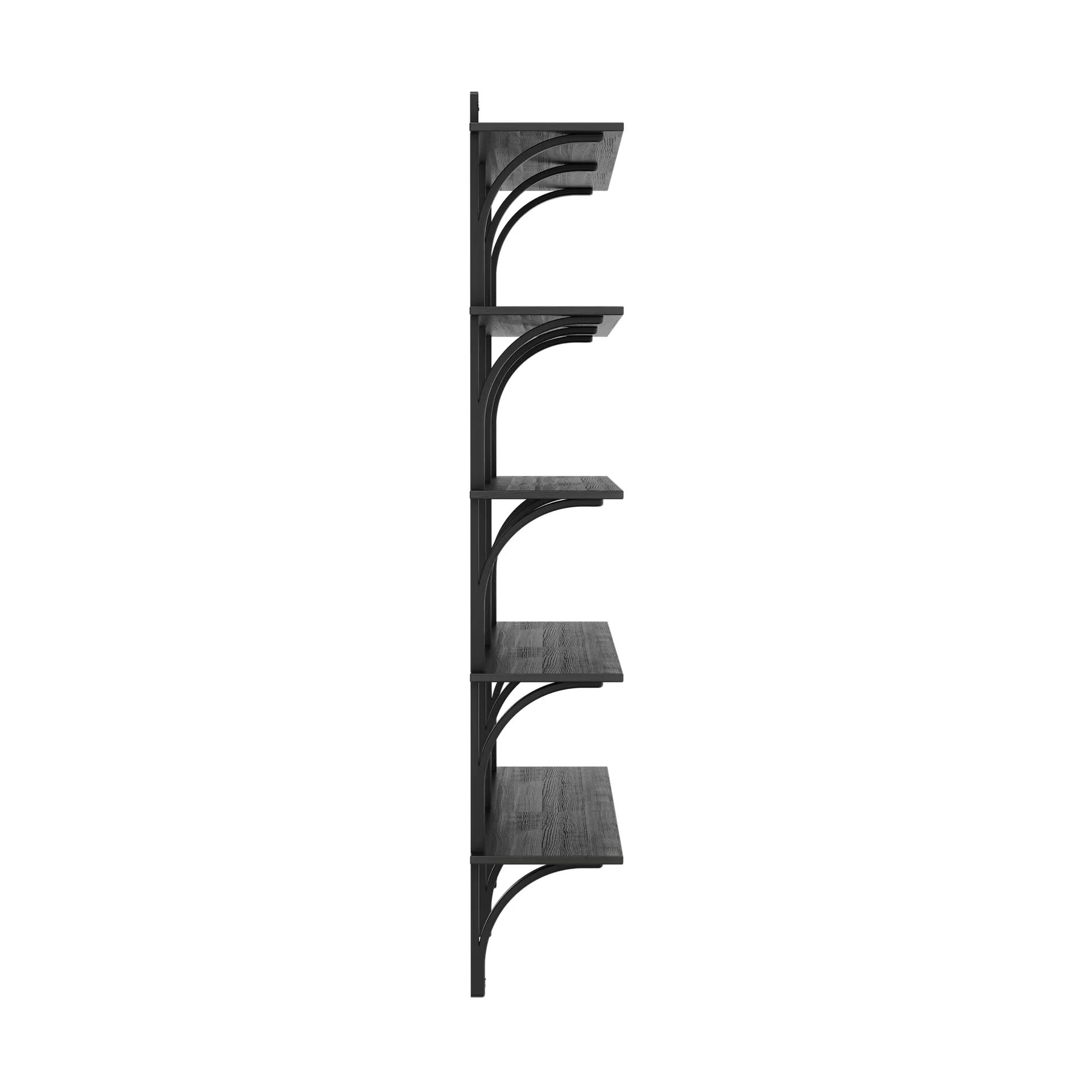 Levi shelf 5 shelves, Black-stained ash-aluminum, 180 cm Swedese
