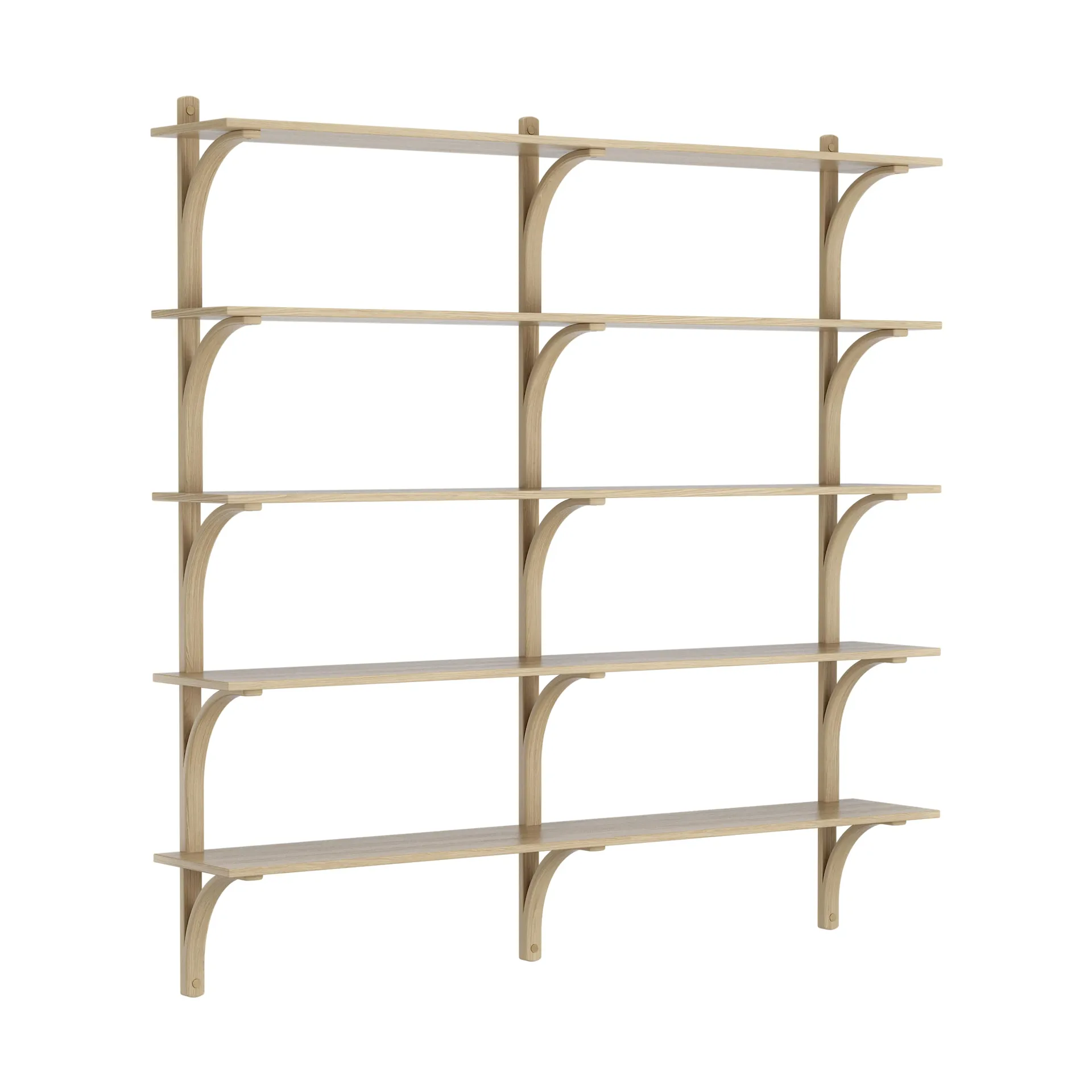 Levi shelf 5 shelves, Natural lacquered oak-brass, 180 cm Swedese