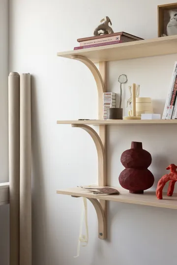 Levi shelf - Black ash-stainless steel, 2 shelves, 180 cm - Swedese
