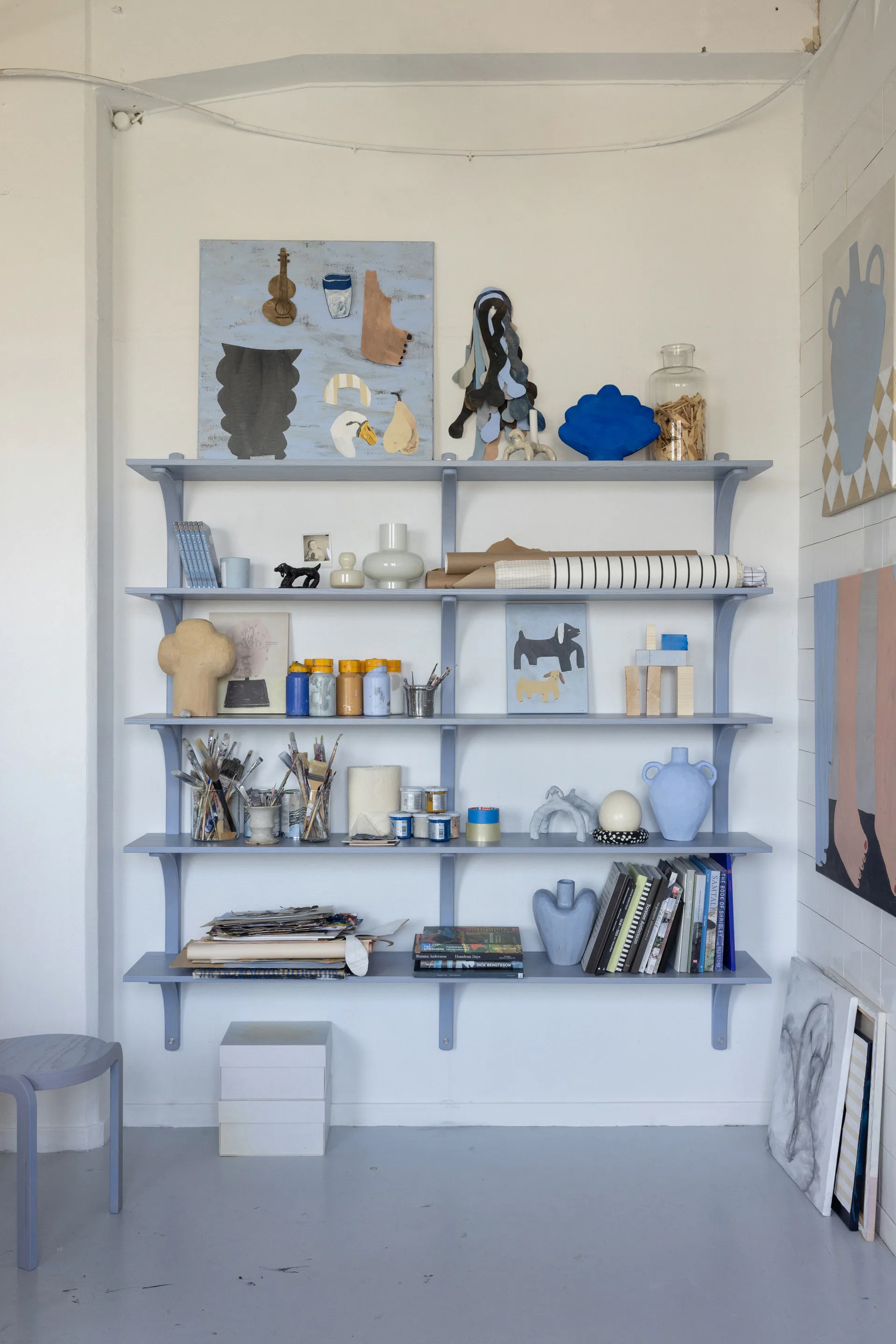 Levi shelf, Lacquered ash-brass, 2 shelves, 180 cm Swedese