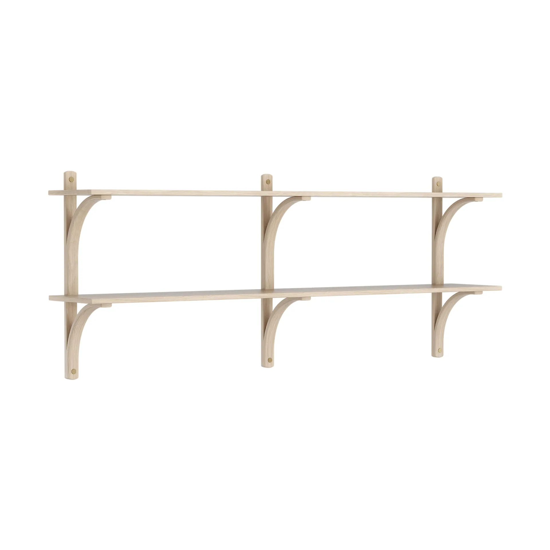 Levi shelf, White-pigmented oak-brass, 2 shelves, 180 cm Swedese