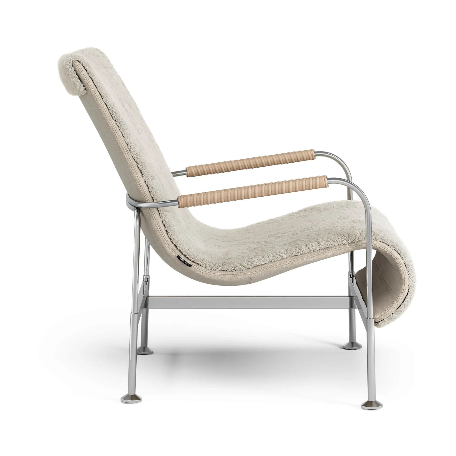 Serpentine armchair, Sheepskin Moonlight-chrome-Tärnsjö Nature Swedese