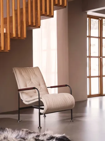 Serpentine armchair - Sheepskin Moonlight-chrome - Swedese