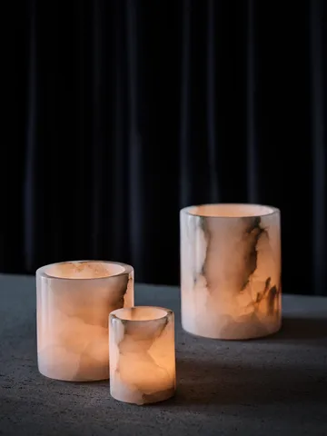 Alabaster candle holder - White-beige, S 10 cm - Tell Me More