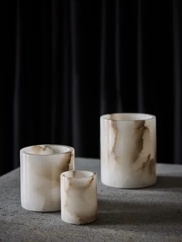 Alabaster candle holder - White-beige, S 10 cm - Tell Me More