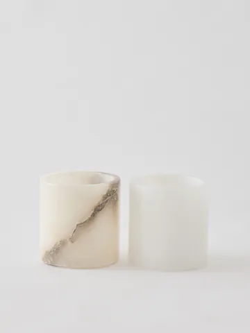 Alabaster candle holder - White-beige, XS 7.5 cm - Tell Me More