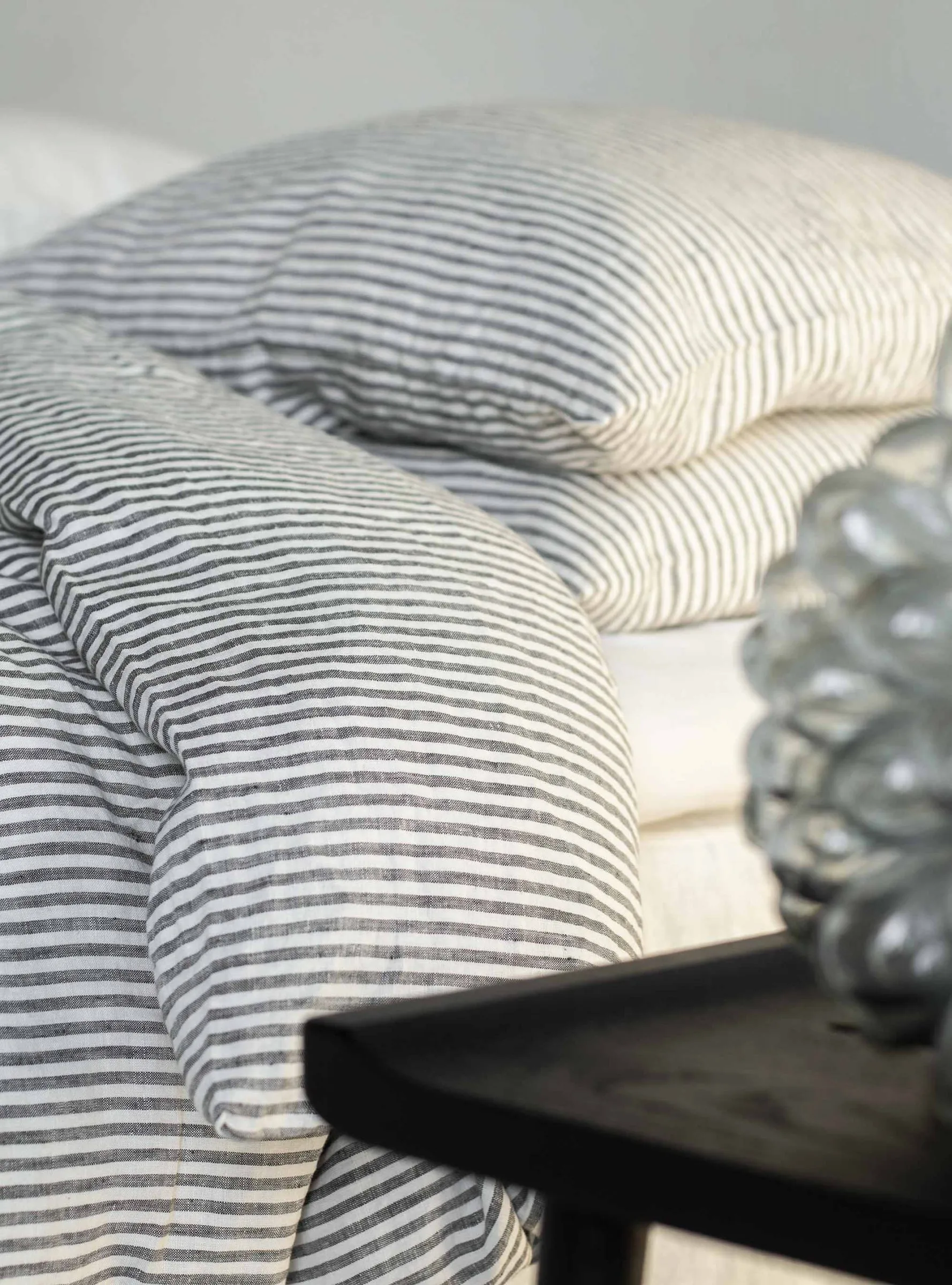 Duvet cover linen 140x200 cm, Grey/white Tell Me More