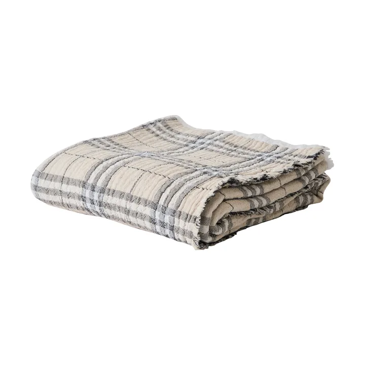 Milton cotton throw 140x200 cm - Beige-white-dark grey - Tell Me More