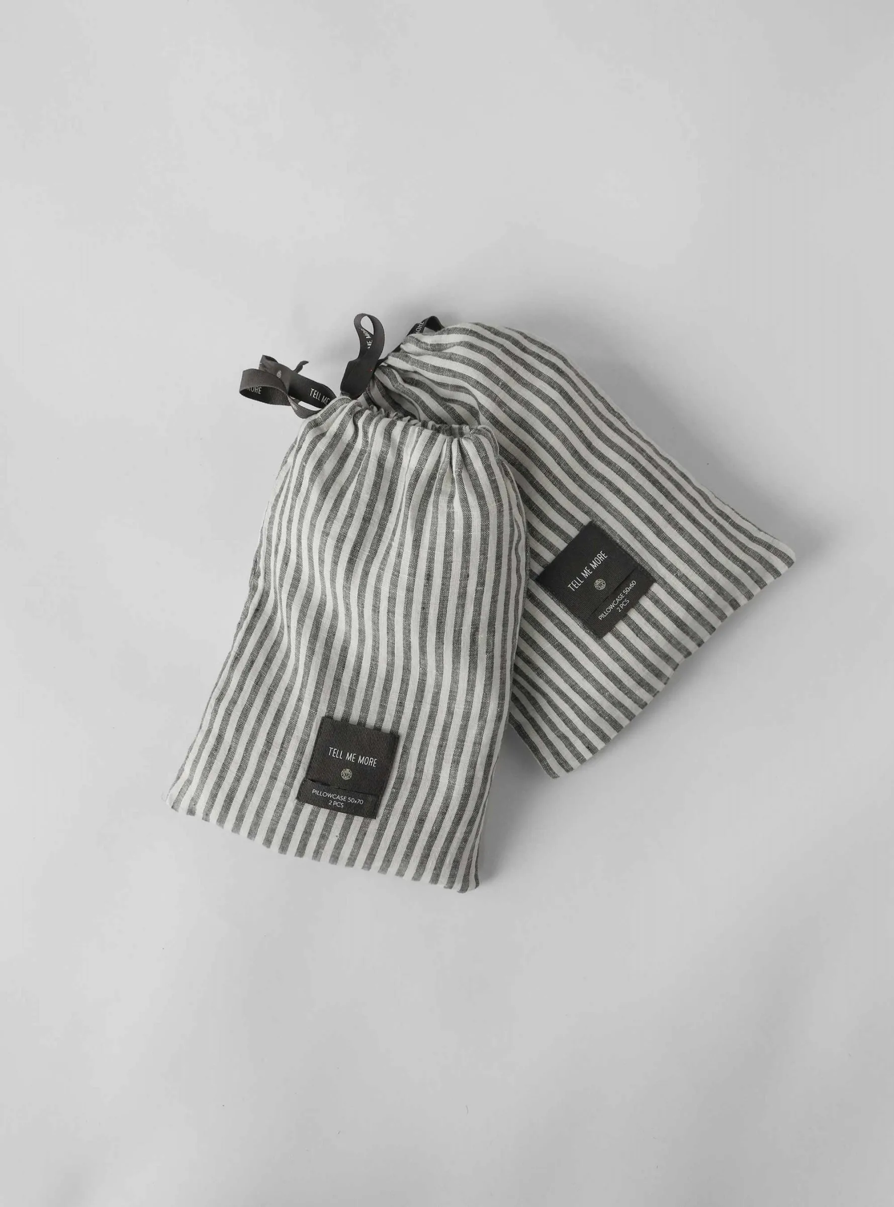 Stonewashed linen pillowcase 50x60 cm 2-pack, Grey-white Tell Me More