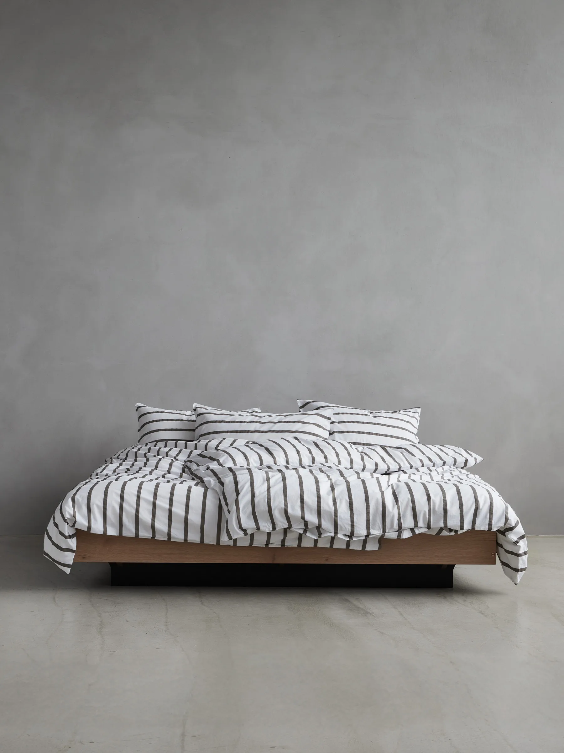 Tell Me More striped duvet cover cotton, Taupe, 220x220 cm Tell Me More