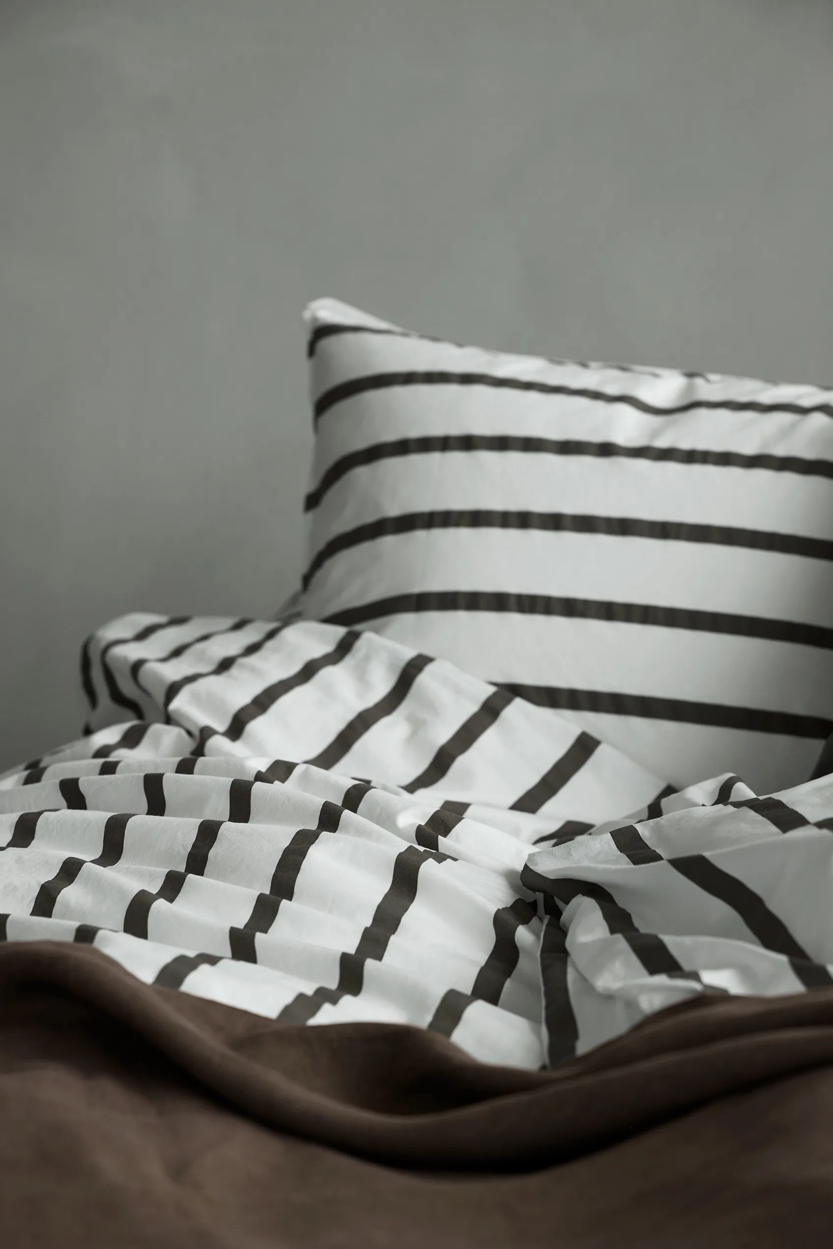 Tell Me More striped duvet cover cotton, Taupe, 220x220 cm Tell Me More