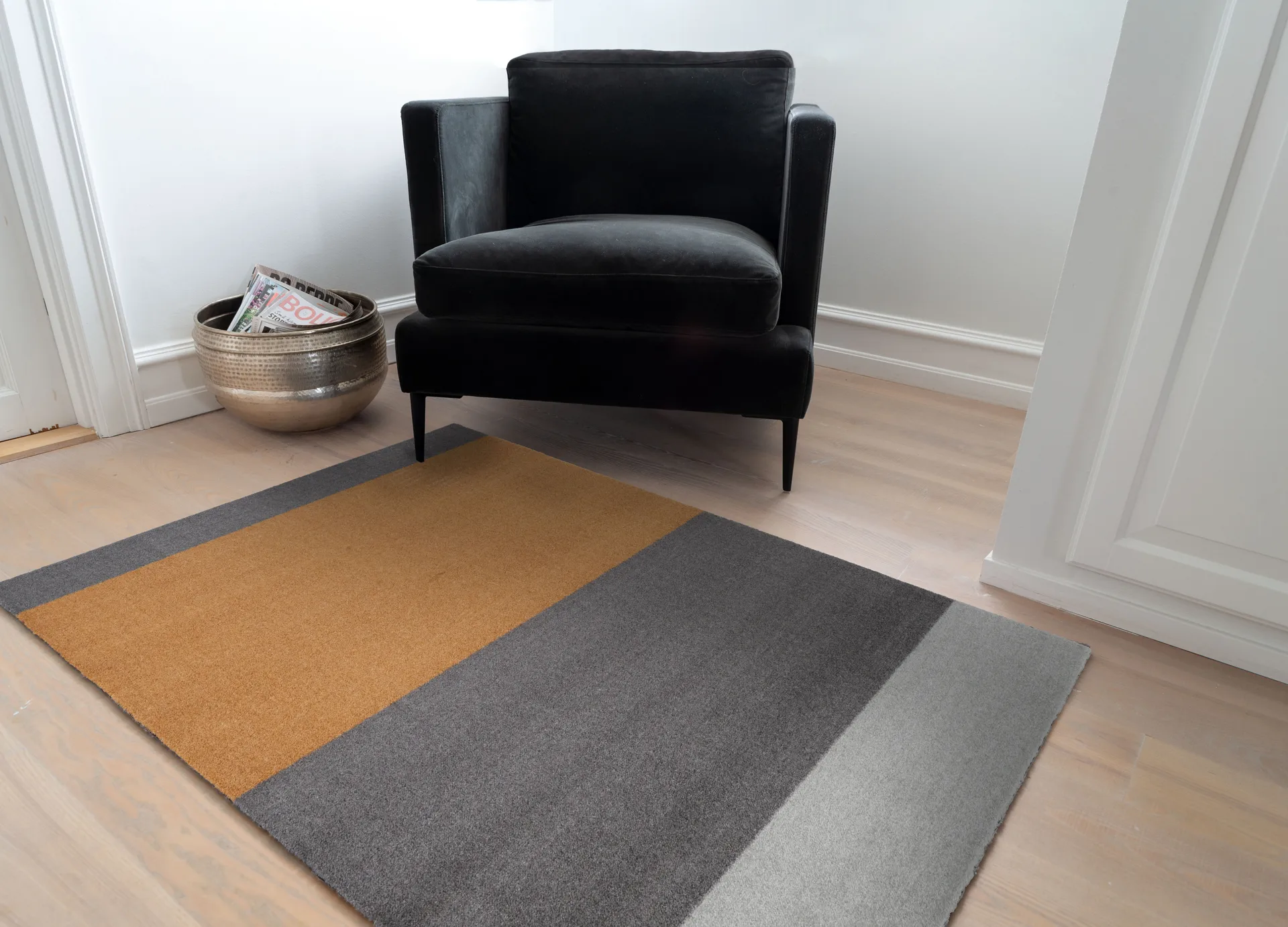 Stripes hallway rug horizontal, Grey-grey-dijon. 90x130 cm tica copenhagen