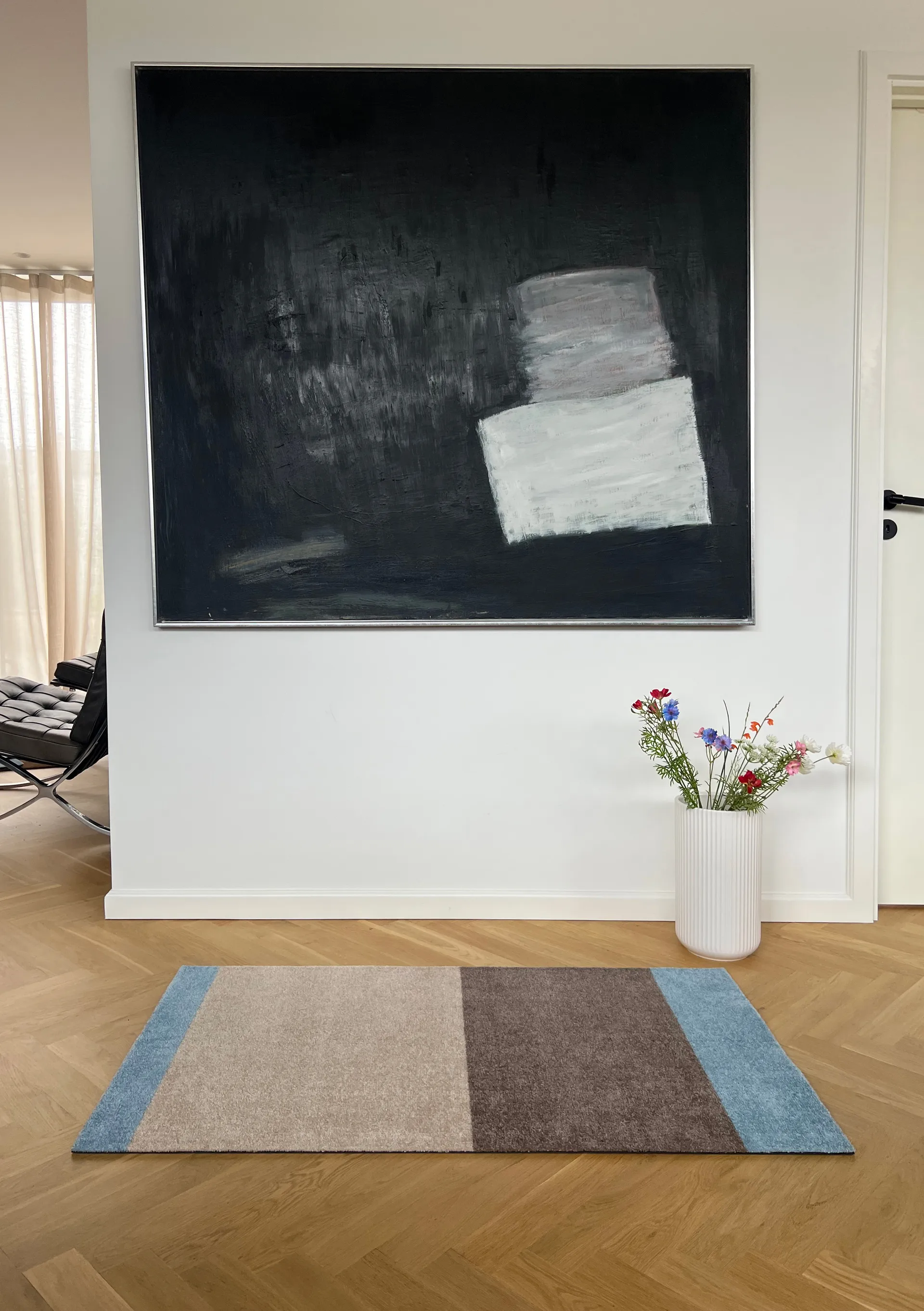 Stripes hallway rug horizontal, Ivory-sand-blue, 67x120 cm tica copenhagen