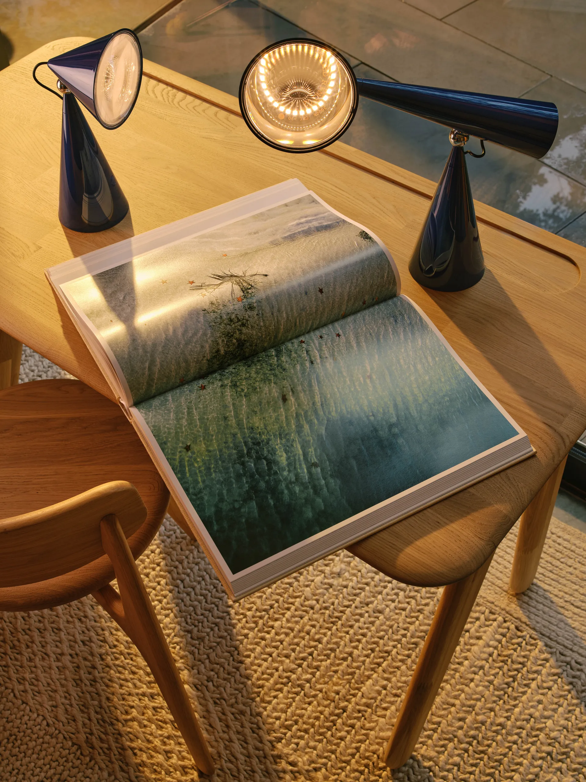Pose Task LED table lamp, Indigo Tom Dixon