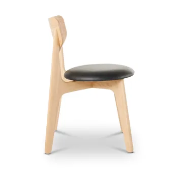 Slab dining chair upholstered seat - Natural oak-black leather - Tom Dixon
