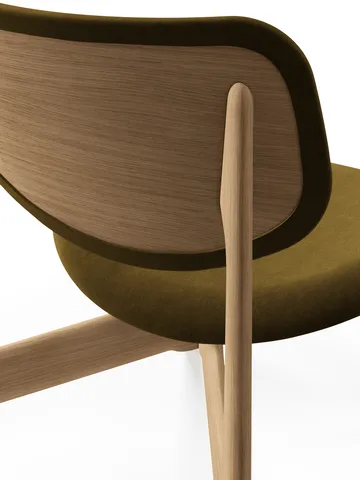 Slab lounge chair upholstered seat - Natural brushed oak-Royal 0162 CMHR Khaki - Tom Dixon