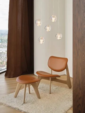 Slab lounge chair upholstered seat - Natural oak-cognac leather - Tom Dixon
