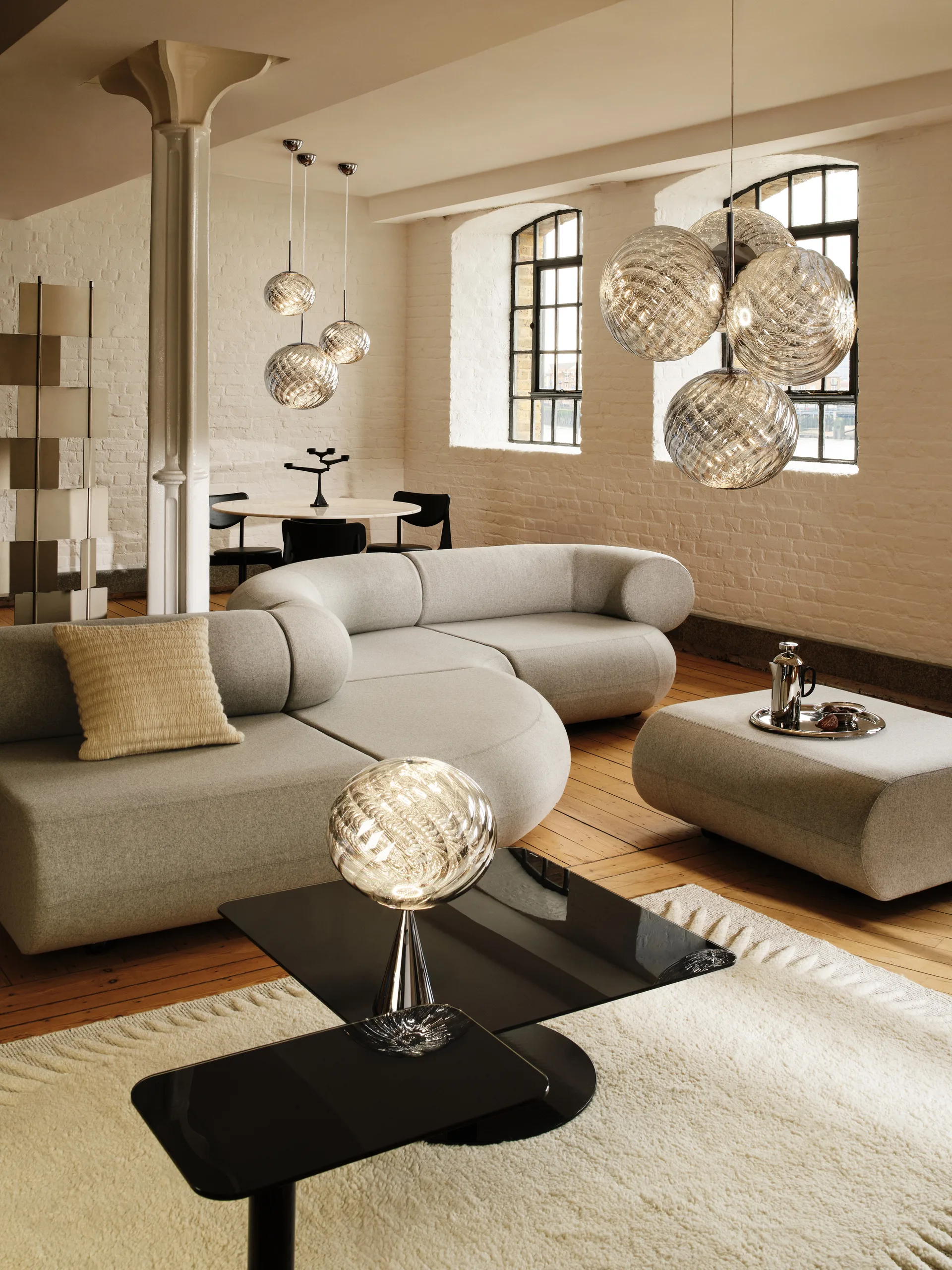 Whirl cone fat table lamp, Silver Tom Dixon