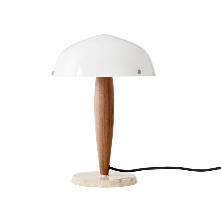 Herman SHY3 table lamp - walnut & cream marble, textile cord - &Tradition