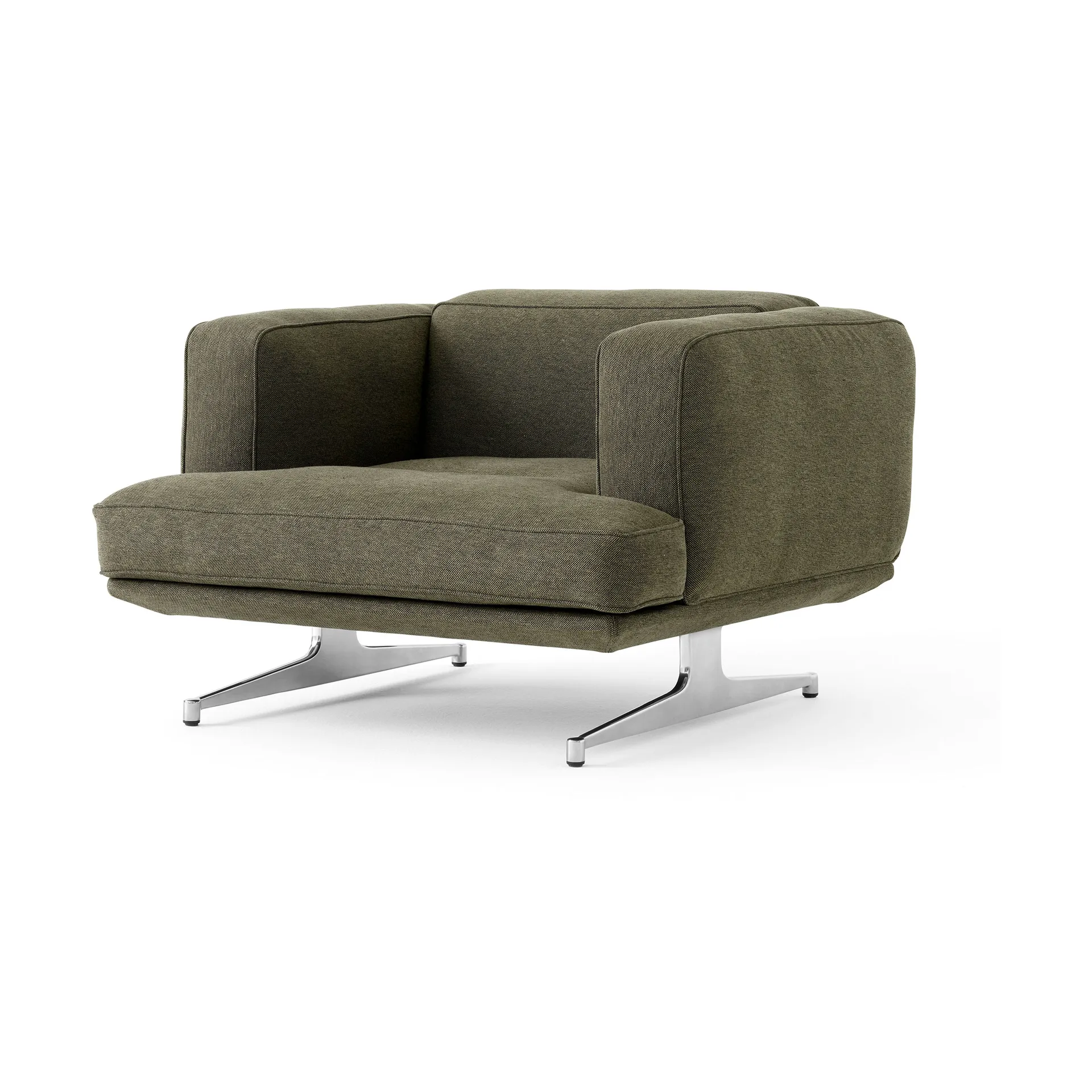 Inland AV21 armchair, Clay 0014-polished aluminium &Tradition