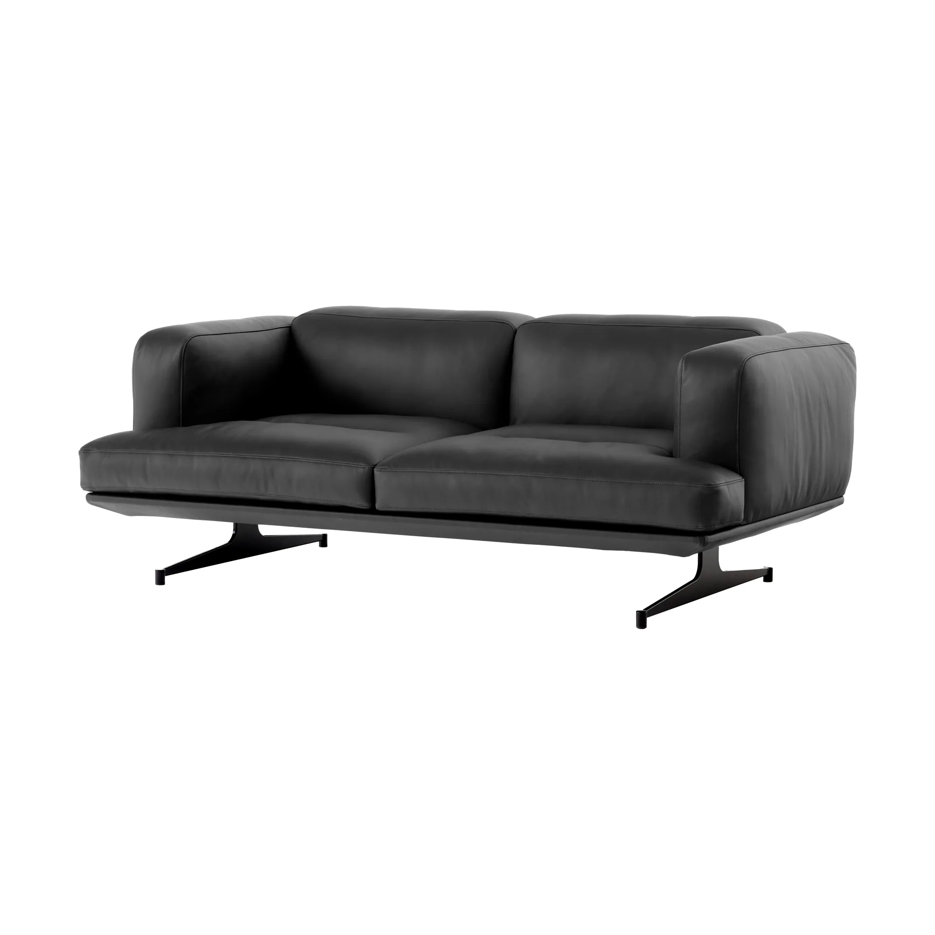 Inland AV22 sofa 2-seater, Noble leather black-warm black &Tradition