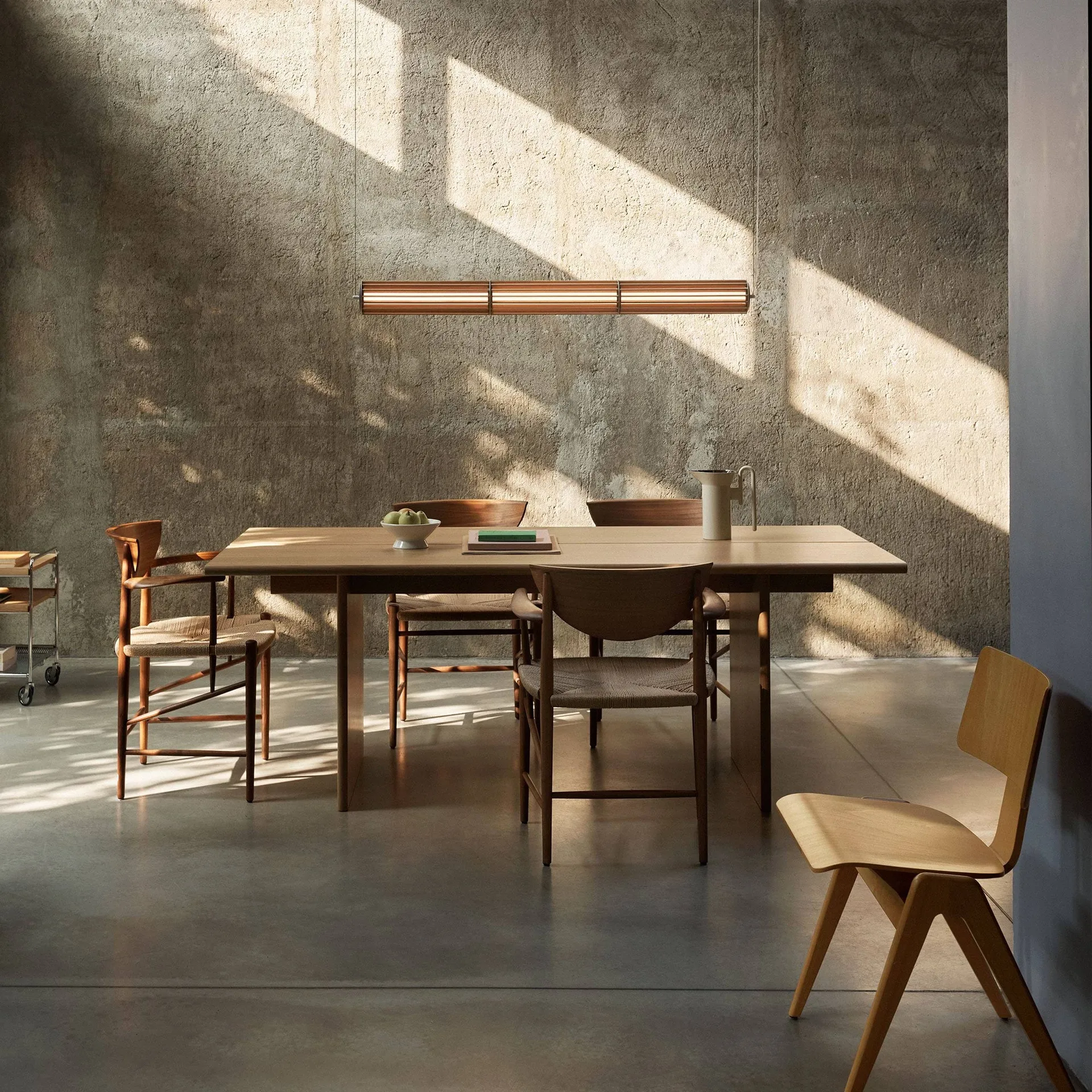 Numbra TY1 pendant lamp, Lacquered oak-tumbled aluminium &Tradition