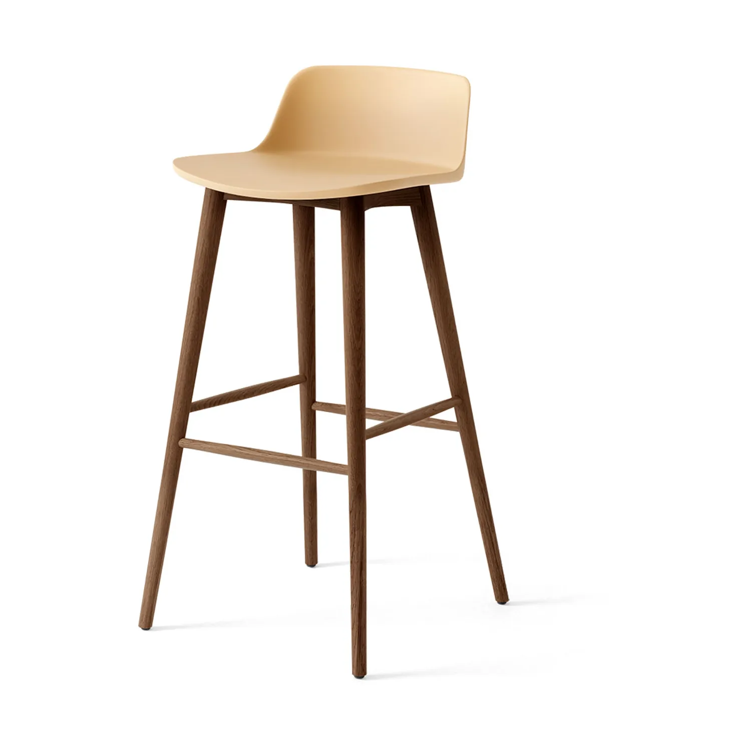 Rely HW123 bar stool, Beige sand-lacquered walnut, 75 cm &Tradition