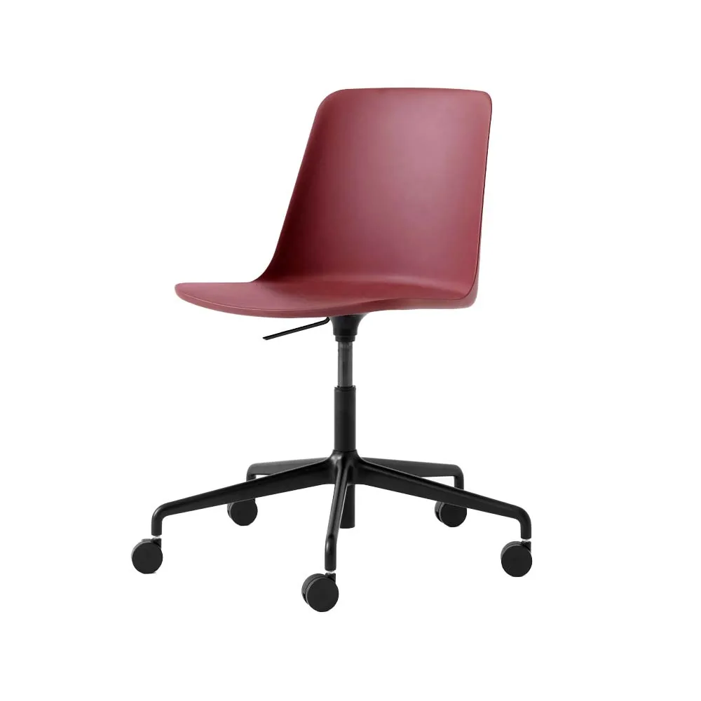Rely HW28 office chair, Red brown, black base &Tradition