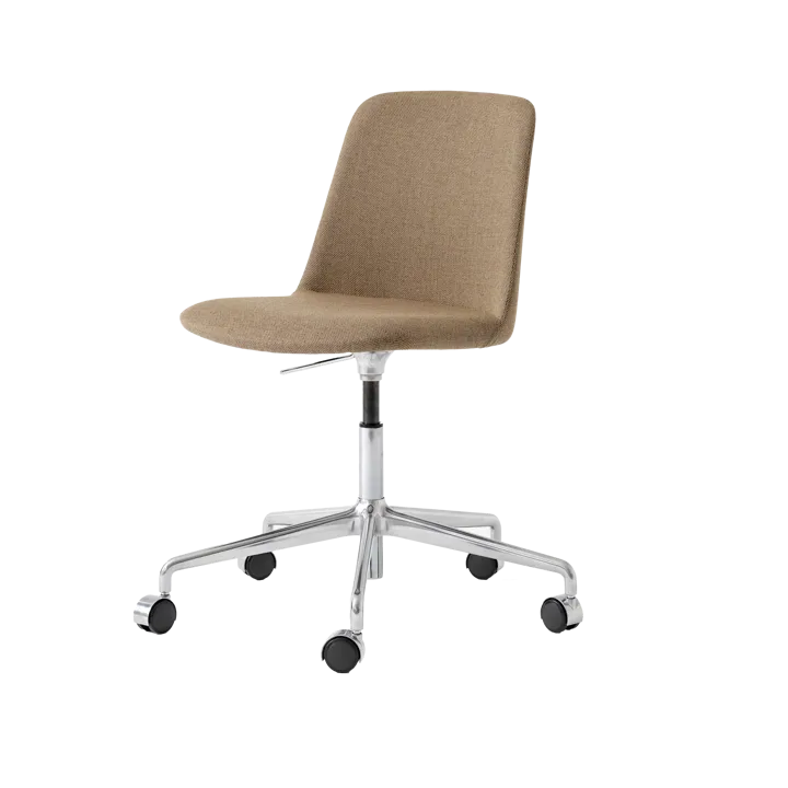 Rely HW30 office chair - Fabric re-wool 458 brown, aluminium base - &Tradition