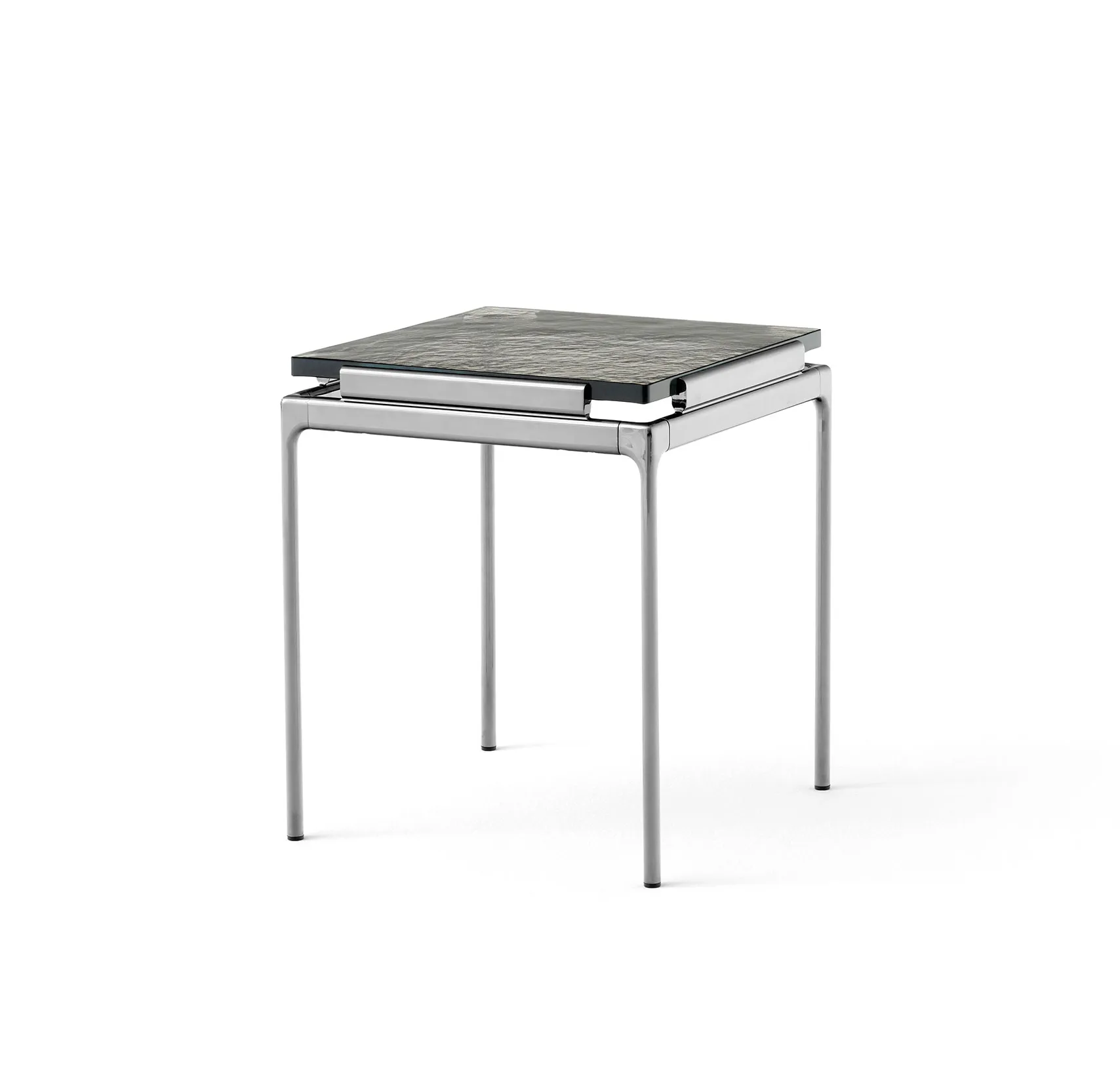 Sett LN11 side table, Smoked cast glass-dark chrome &Tradition
