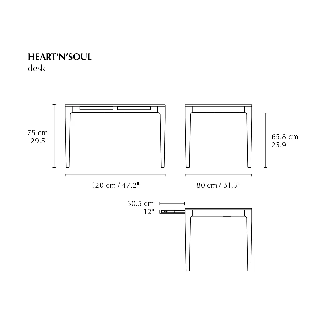 Heart'n'Soul desk 80x120 cm, Oak-Fenix cloud grey Umage