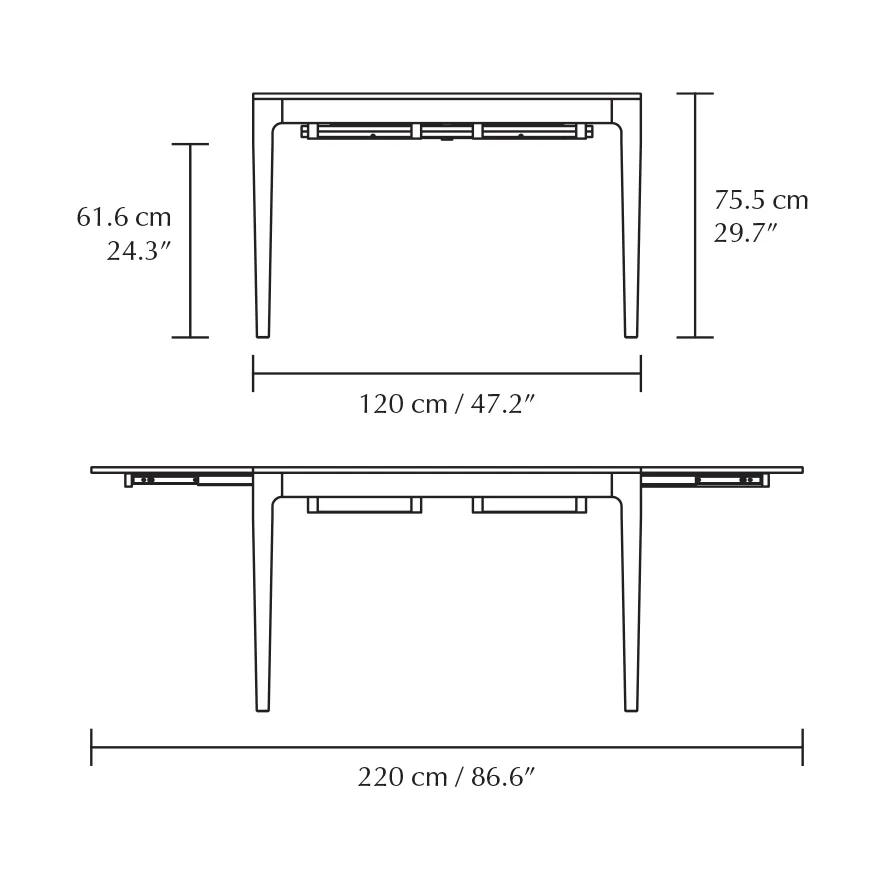 Heart'n'Soul dining table 90x120 cm, Black oak Umage