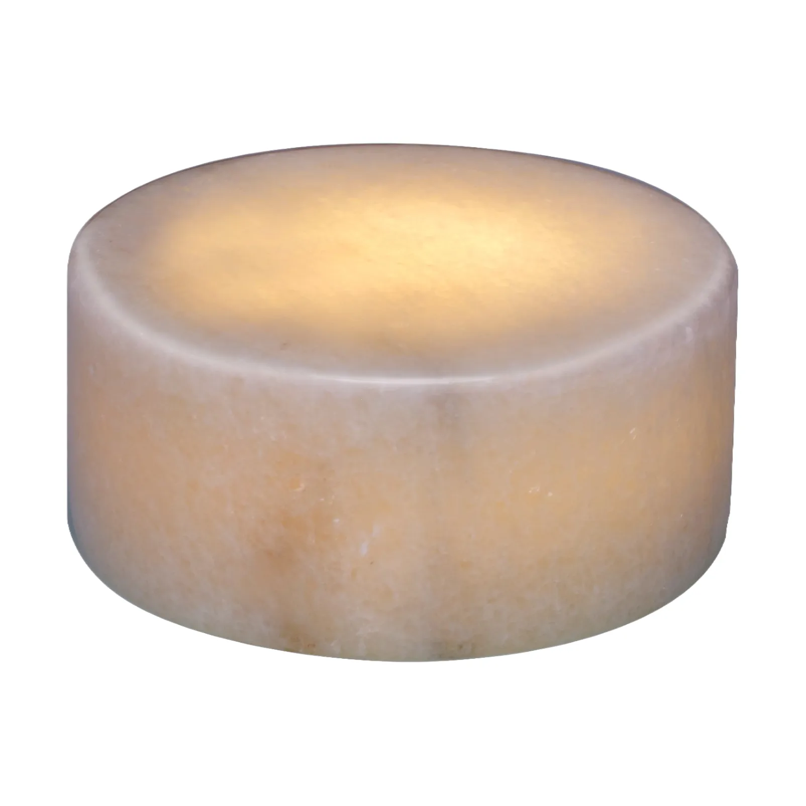 Marble table candle, White gloss, Ø8x4 cm Unison