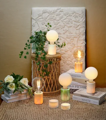 Marble table candle - White silk matte, Ø8x6 cm - Unison