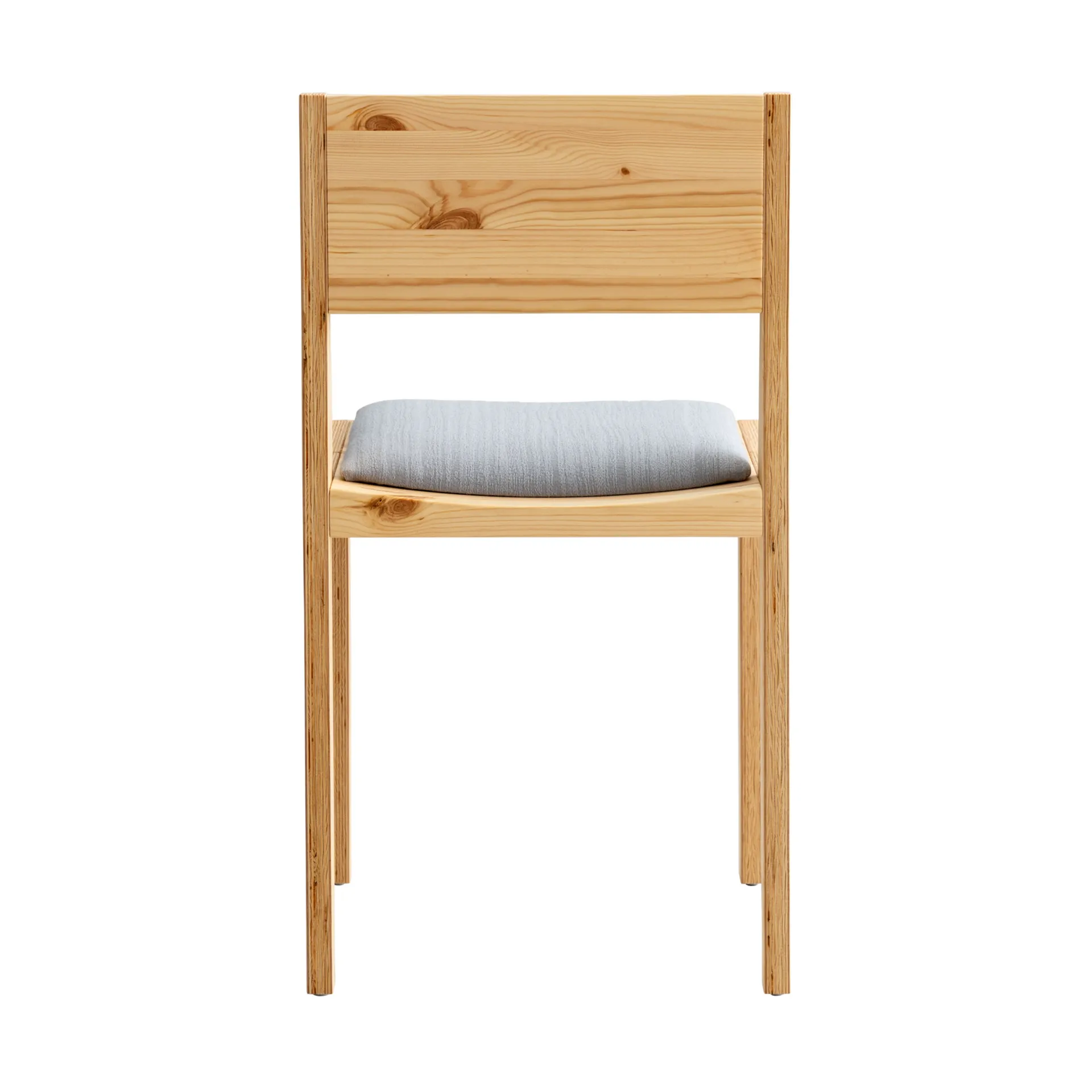 016 Maasto Dining Chair chair, Matte oil-waxed pine, upholstered grey seat Vaarnii