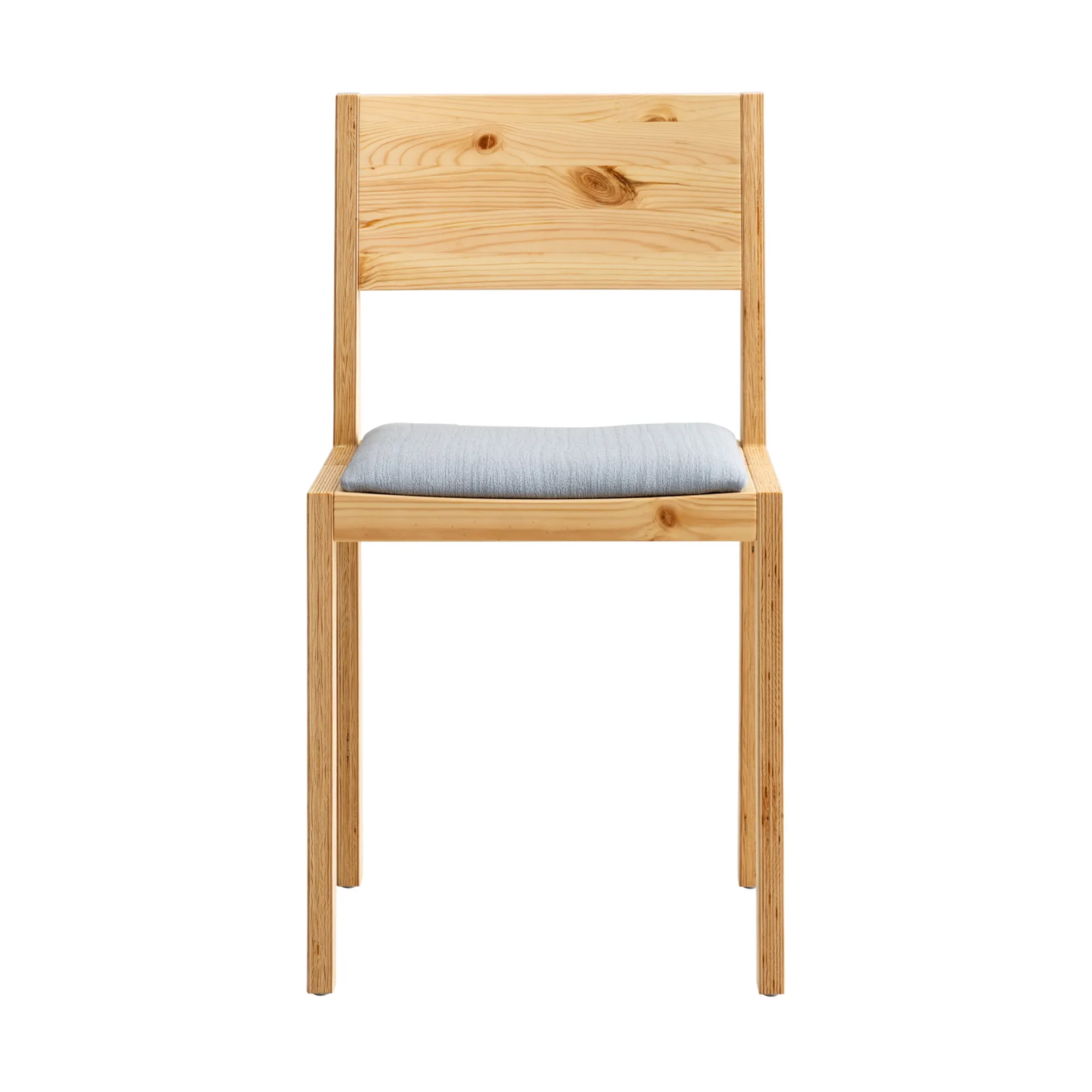 016 Maasto Dining Chair chair, Matte oil-waxed pine, upholstered grey seat Vaarnii