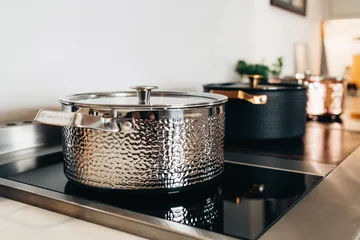 Kroma hammered chrome plated casserole pot with lid - Pixel. 4 L - Vargen & Thor