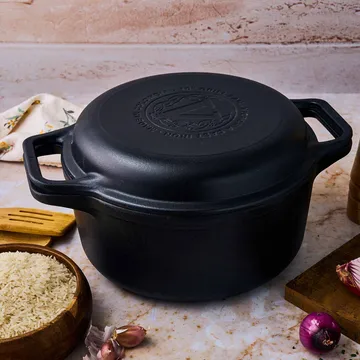 Combo Cooker cast iron pot-frying pan set 2 pieces - Black - Victoria