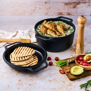 Combo Cooker cast iron pot-frying pan set 2 pieces - Black - Victoria