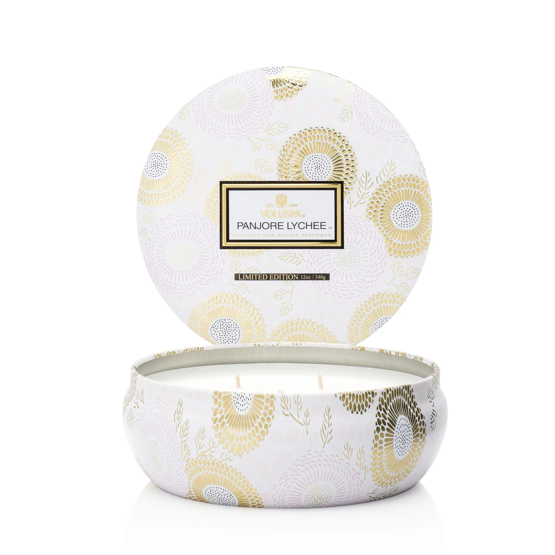 3-wick in a tin candle 60 hours, Panjore Lychee Voluspa