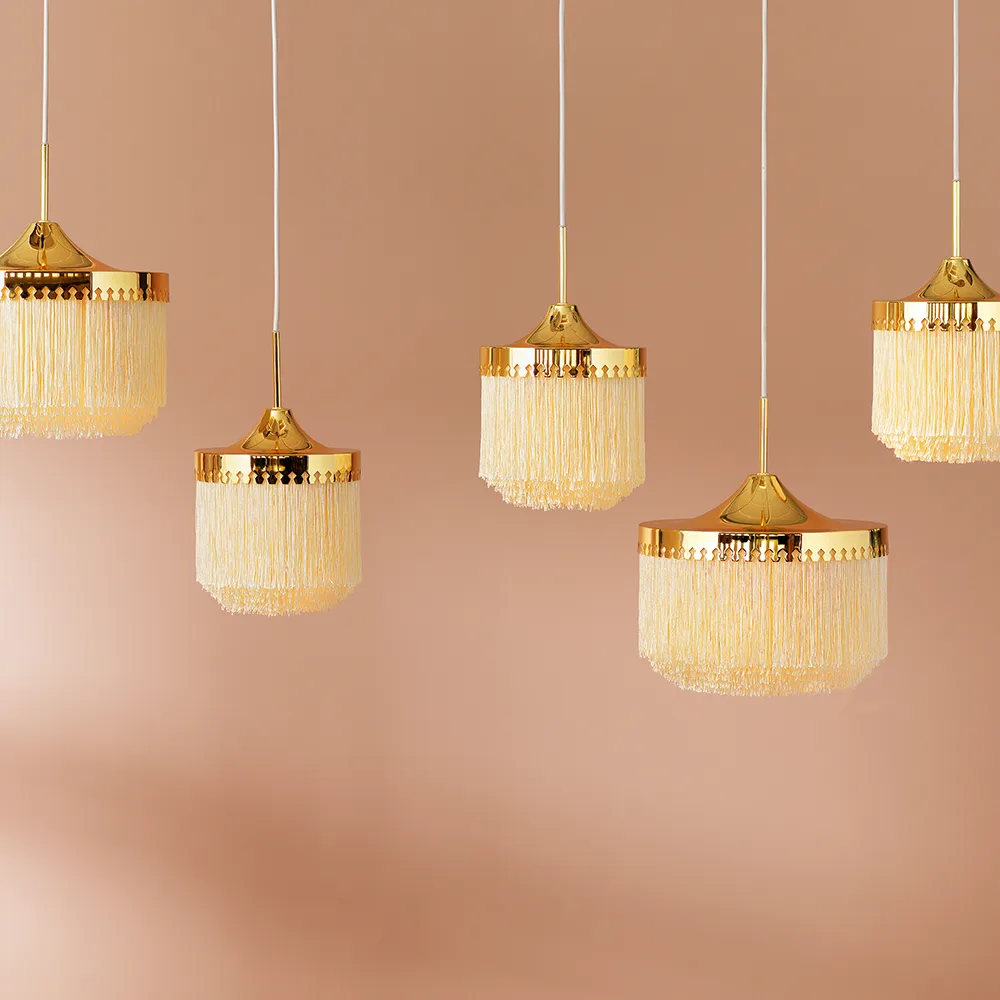 Fringe pendant lamp, Cream white, large Warm Nordic