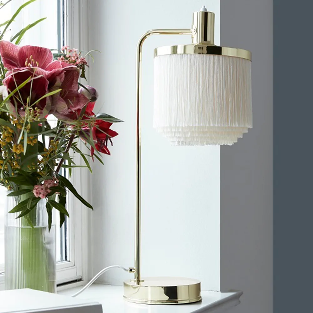 Fringe table lamp, Pale pink Warm Nordic