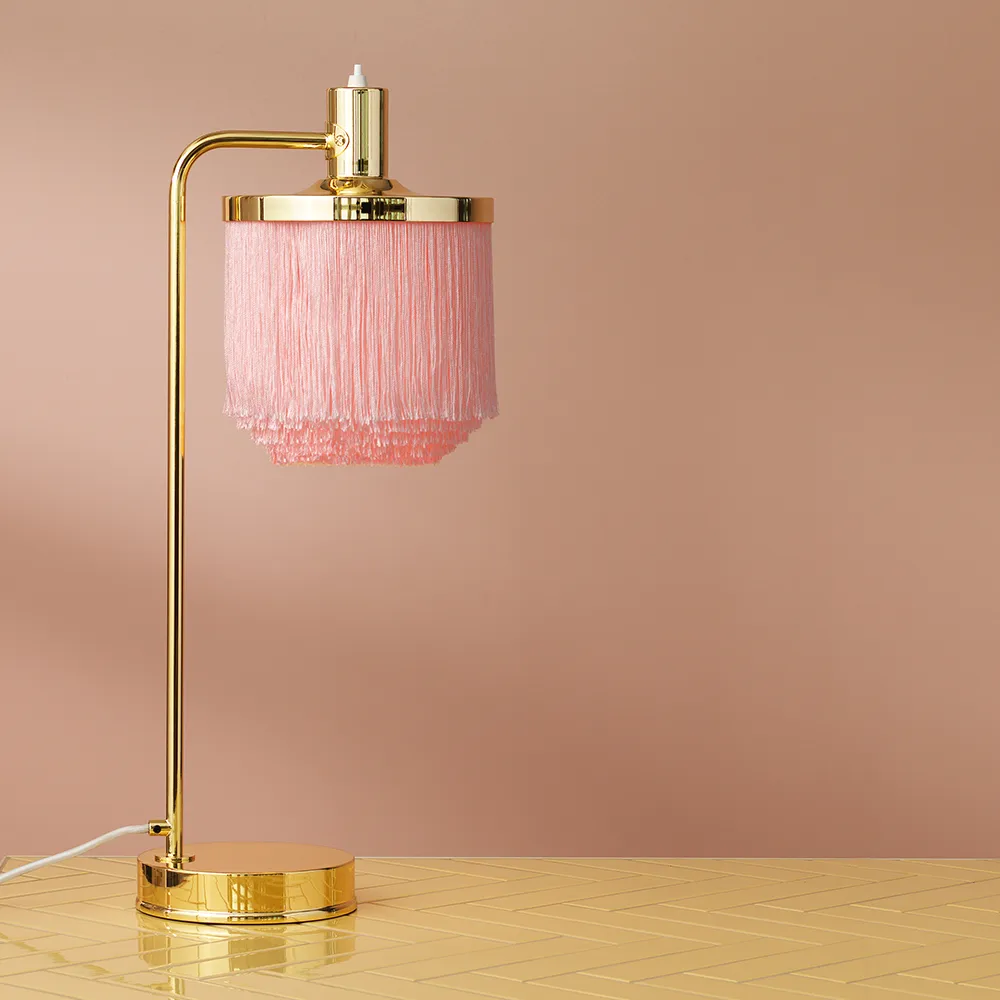 Fringe table lamp, Pale pink Warm Nordic