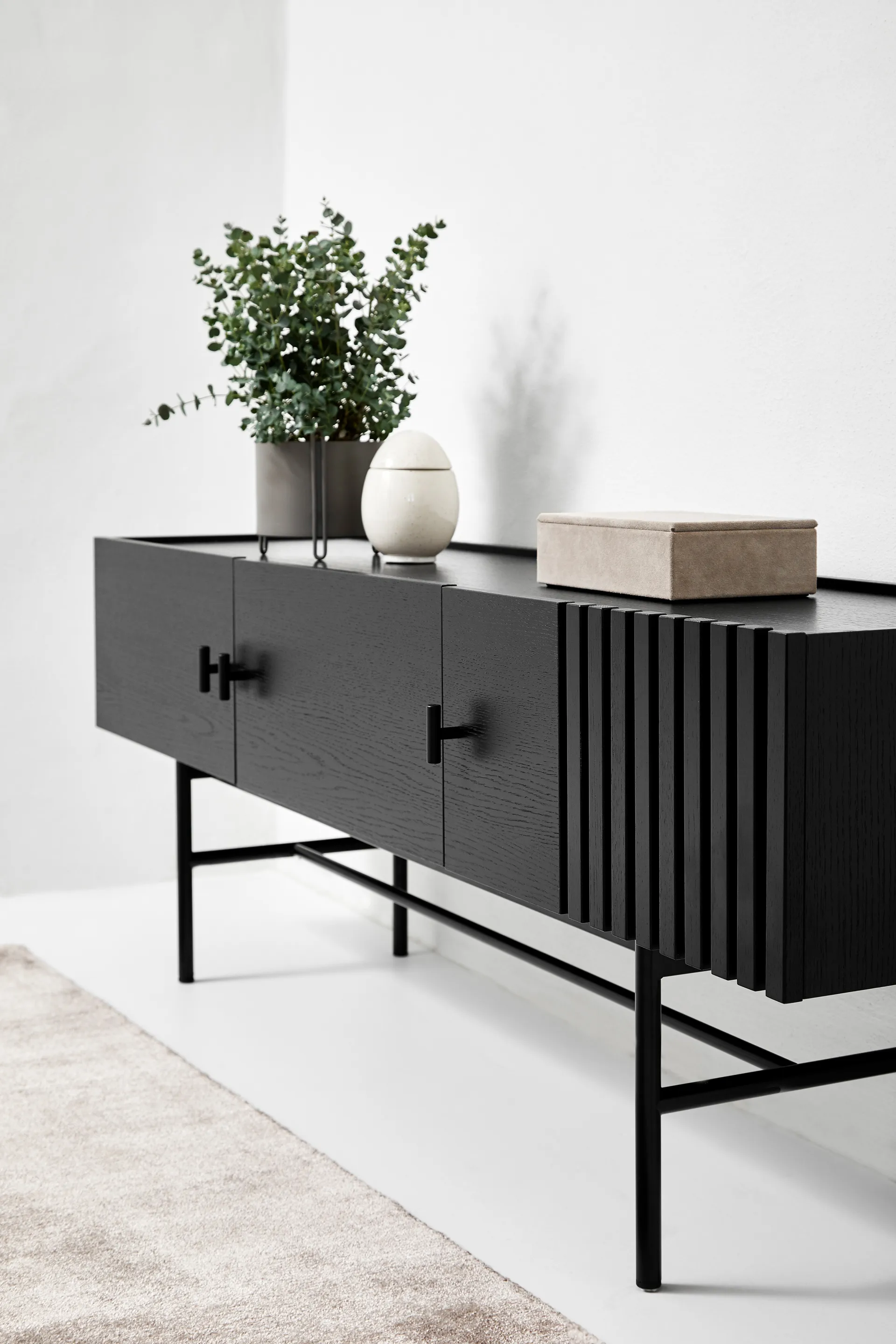 Array side table, low, 150 cm, Black oak Woud
